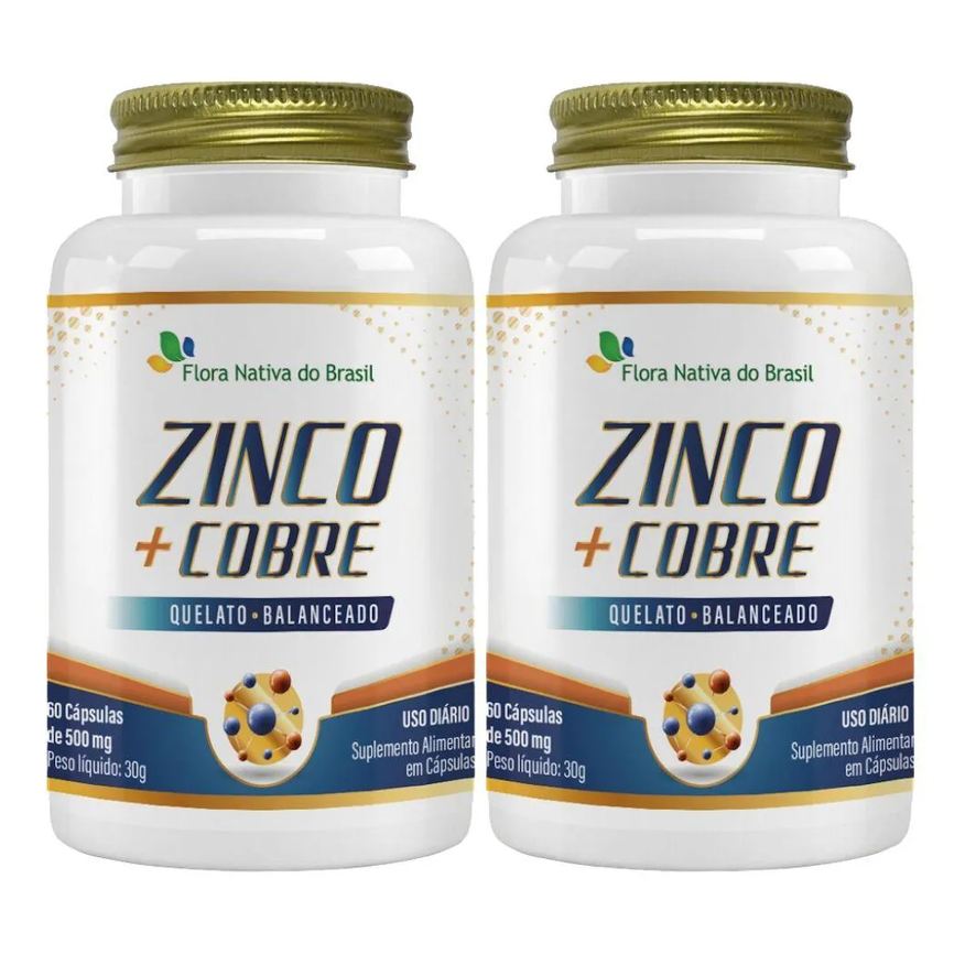 Flora Nativa Do Brasil Kit 2x Zinco + Cobre Quelato 60 cápsulas - Flora Nativa