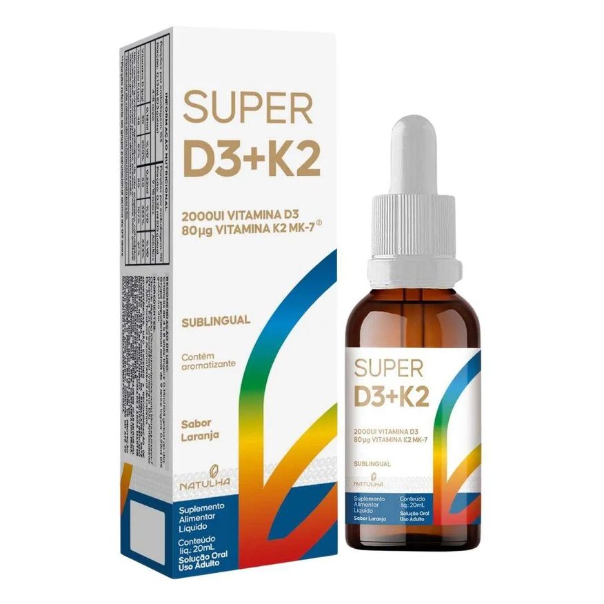 Natulha Super D3 + K2 Sublingual em Gotas 20ml - Laranja