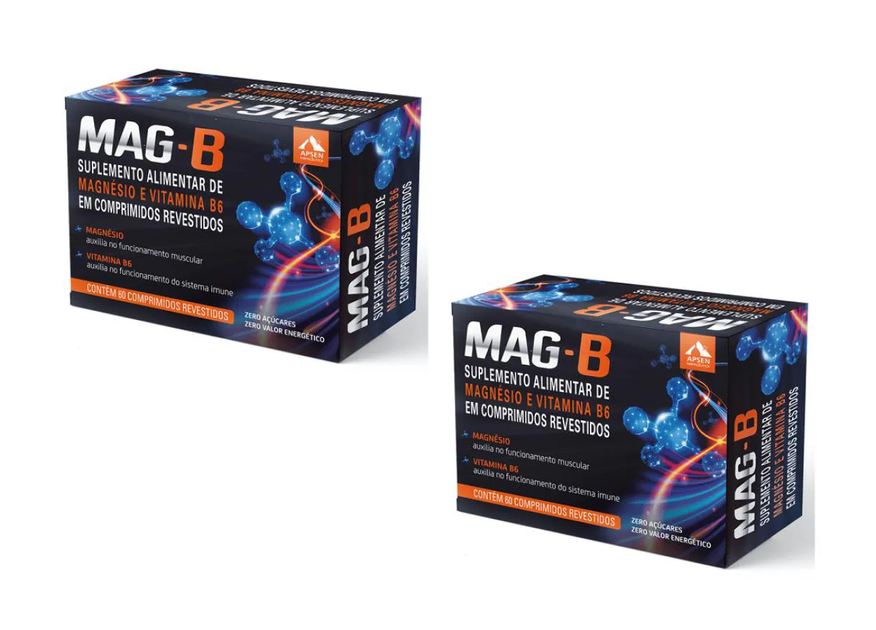 Apsen Mag-b Kit C/2 Caixas C/60 comprimidos Cada - Magnésio Bisglicinato + Vitamina B6