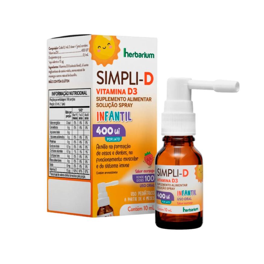 Simpli D Vitamina D Infantil Simpli-D 400UI Morango Spray 10ml