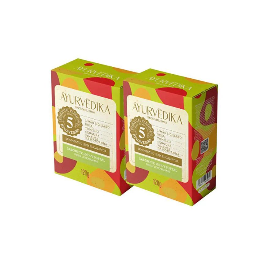 Ayurvedika KIT 2 Sabonetes em Barra 100% Vegetais Fresh LemonGrass