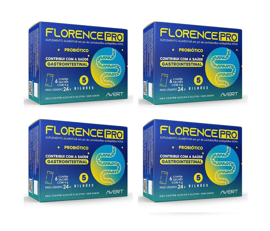 Biolab Kit 4 Suplemento Avert Florence Pro Flora Intestinal 6sachês