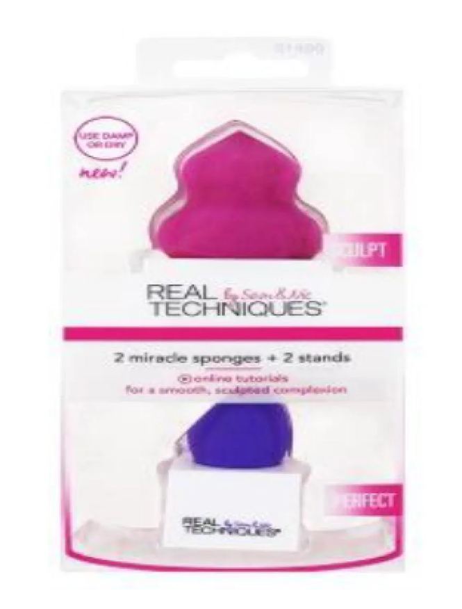 Real Techniques 2 Mini Esponjas (esculpir E Olhos) com Suporte