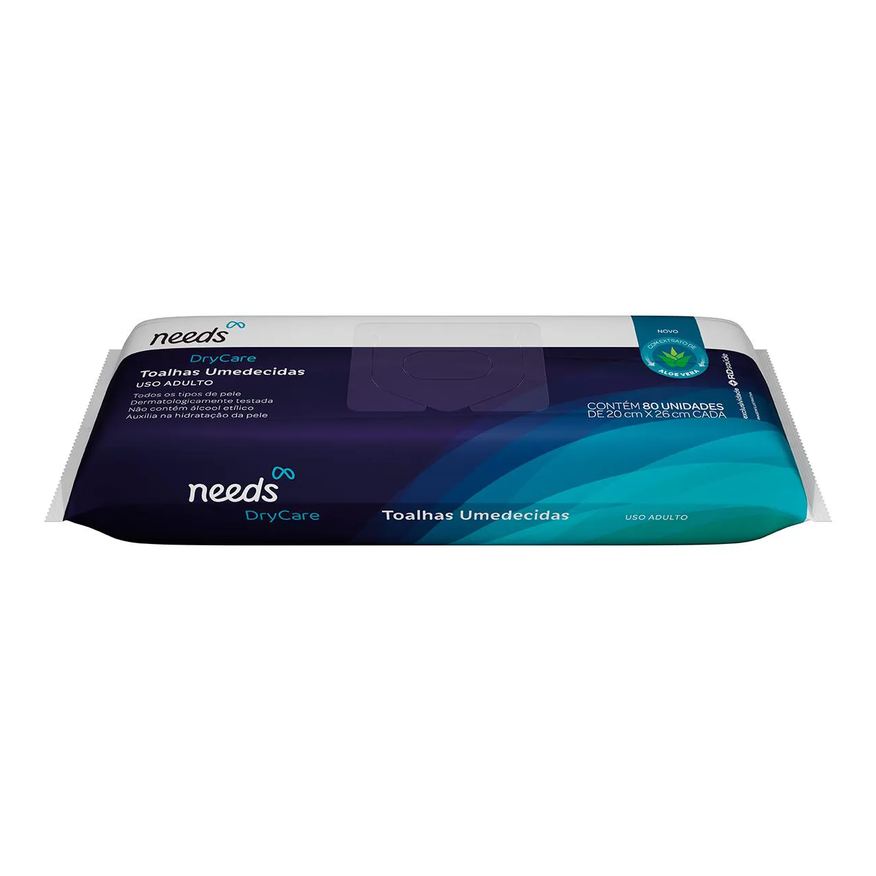 Needs Toalha Umedecida DryCare 80 Unidades