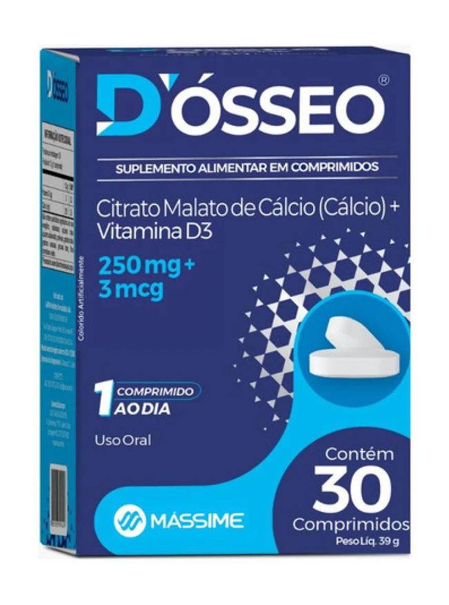 Massime Dosseo Vitamina D3 + Cálcio 250mg - 30 comprimidos