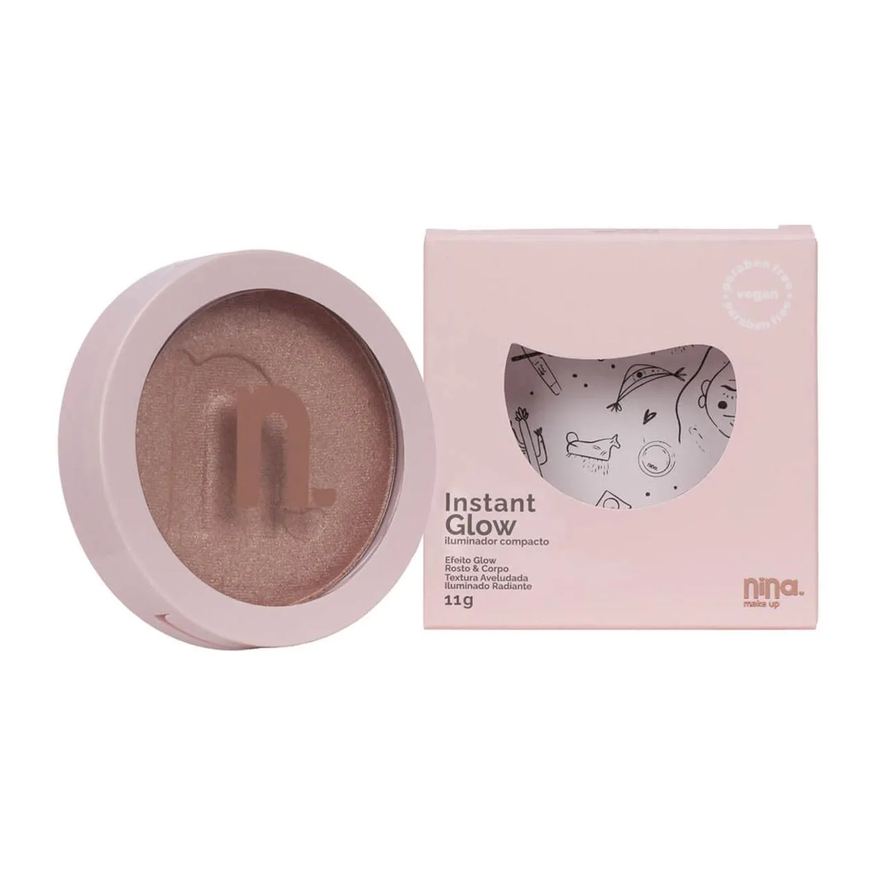 Nina Makeup Iluminador Compacto Instant Glow - 02 Champagne