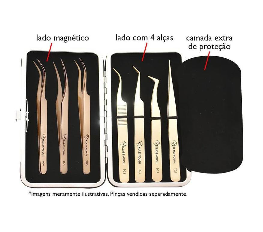 Pinças Porta Magnético para Extensão de Cílios - Klass Vough