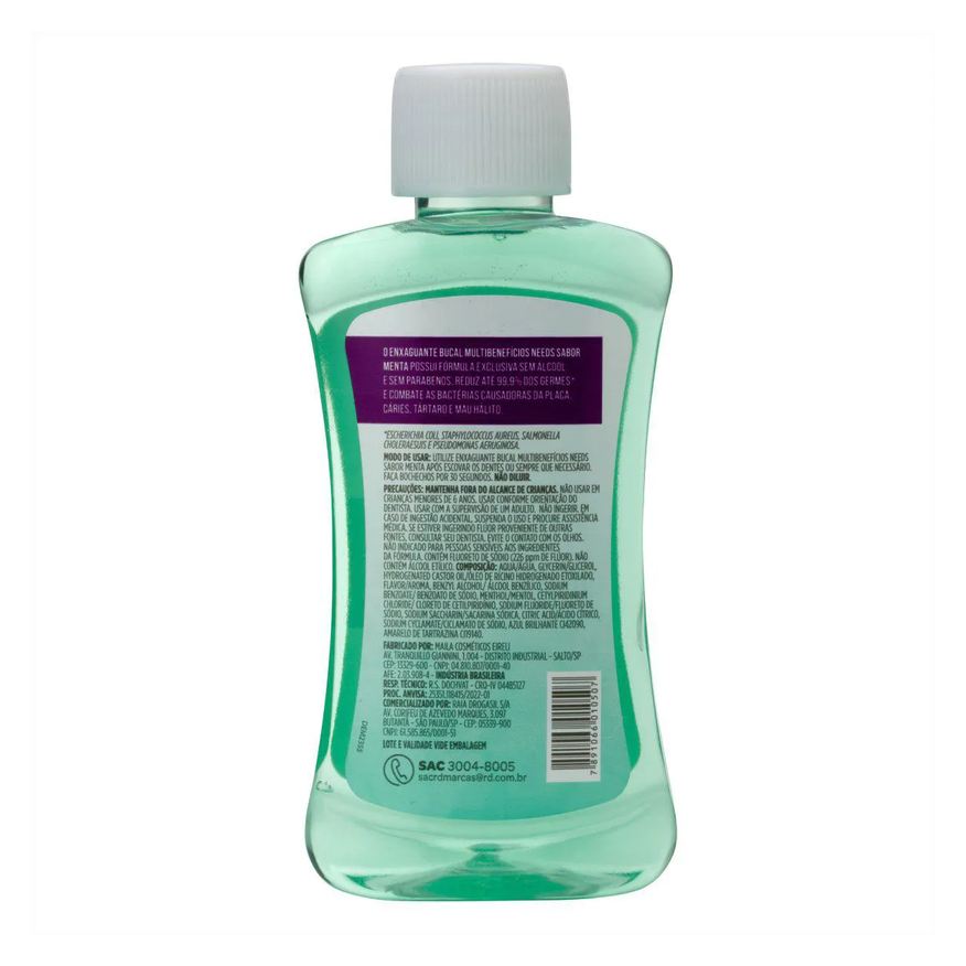 Needs Enxaguante Bucal 4 em 1 Menta Sem Álcool 60ml