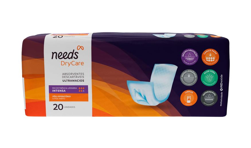 Needs Absorvente DryCare Incontinência Urinária Intensa 20 Unidades