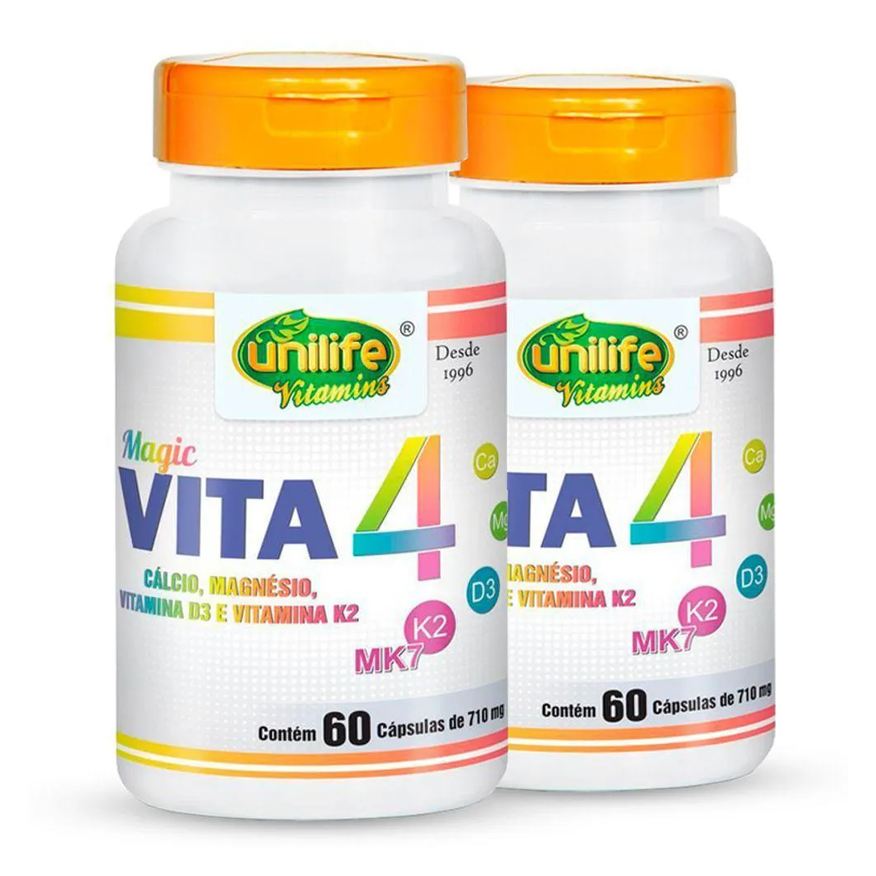Unilife Kit 2 Vita4 Cálcio Magnésio Vitamina D e K2