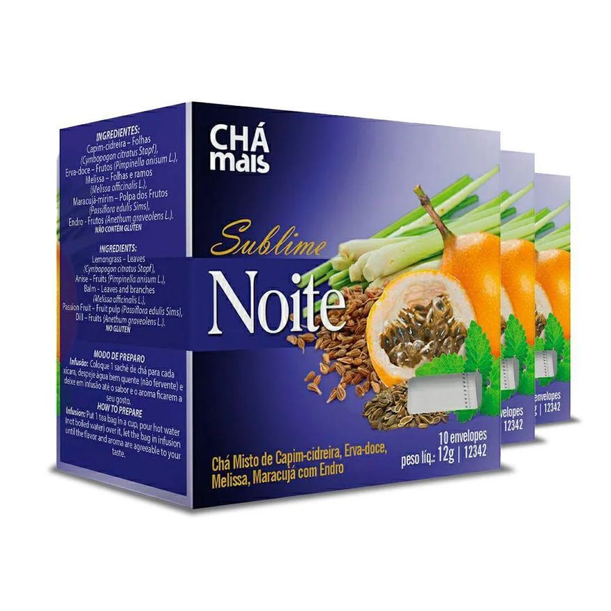 Chá Mais Kit 3 Chá Sublime Noite Clinicmais 10 Sachês 12g