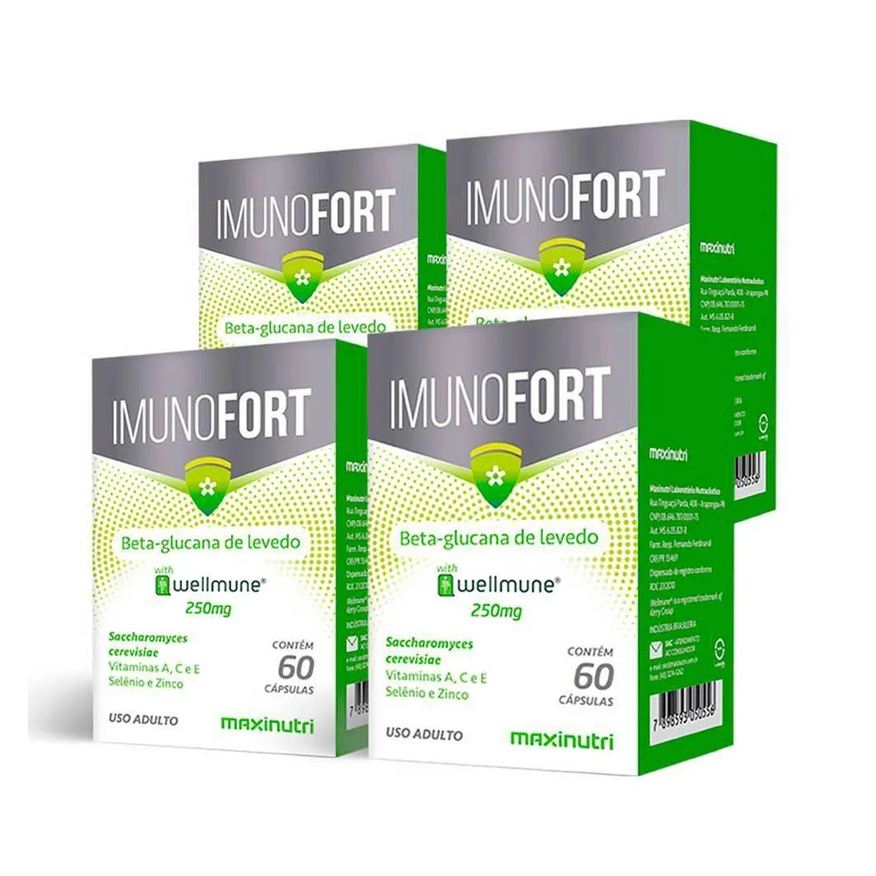 Maxinutri Kit 04 Imunofort Wellmune Vitaminas 250mg 60 cápsulas