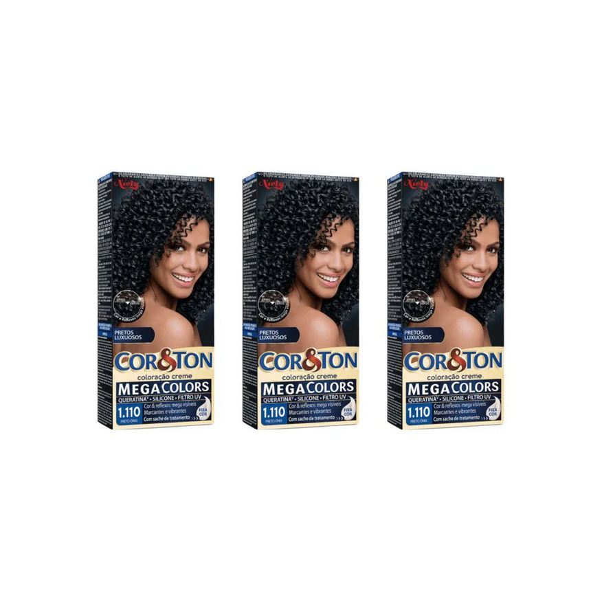 Cor&ton Coloraçao 1.110 Preto Onix 50g - Kit C / 3