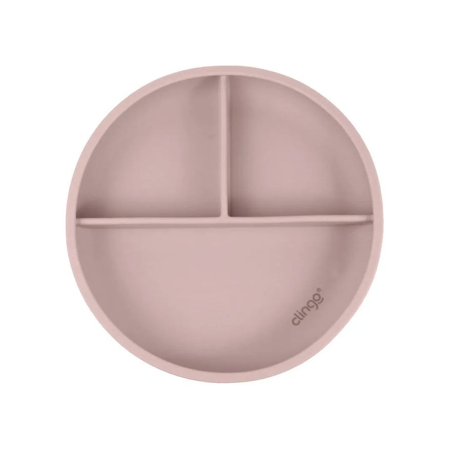 Clingo Prato de Silicone com Divisória e Ventosa Rosa