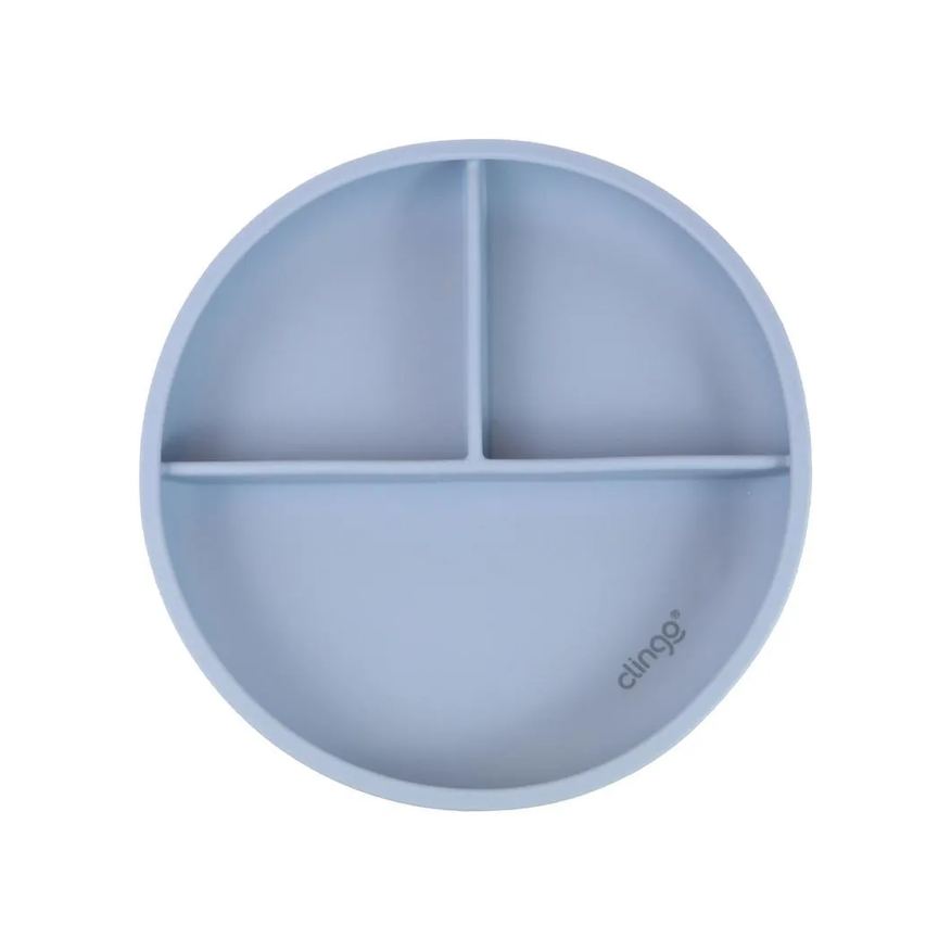 Clingo Prato de Silicone com Divisória e Ventosa Azul
