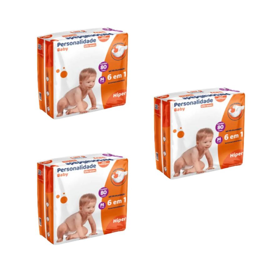 Personalidade Kit C3 Fralda Infantil Hiper M Ultrasec