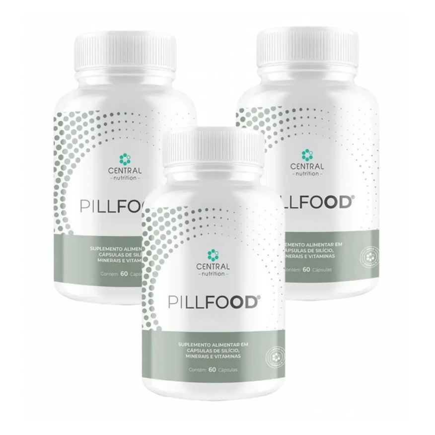 Central Nutrition 3x Pillfood - Silício Orgânico - 60 Cápsulas. sem Sabor