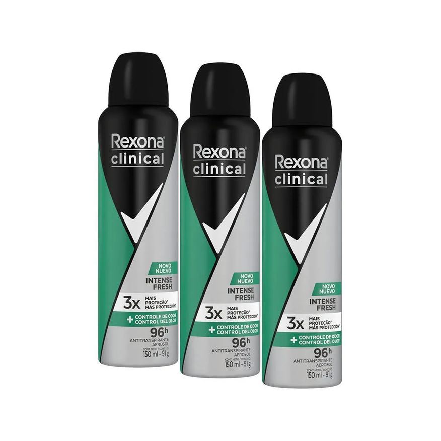 Rexona Kit 3 Desodorantes Clinical Intense Fresh 150ml