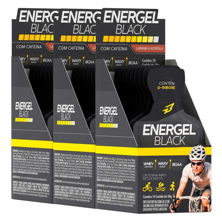 Body Action Kit 3 Gel Energel Black Sachês Bodyaction Sabor Laranja Acerola