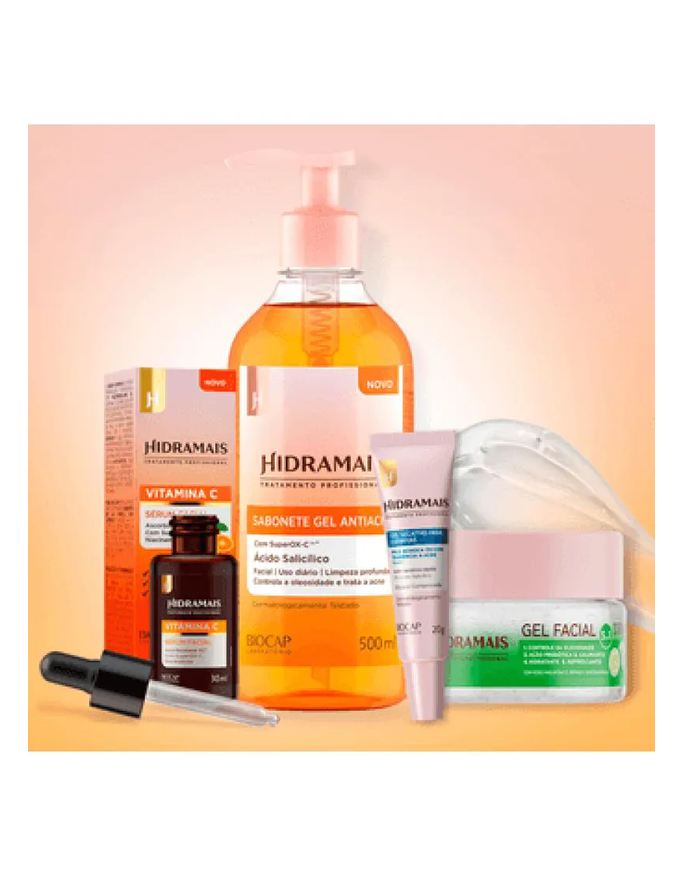 Hidramais Kit Antiacne com Sérum Vitamina C e Gel Hidratante 500ml