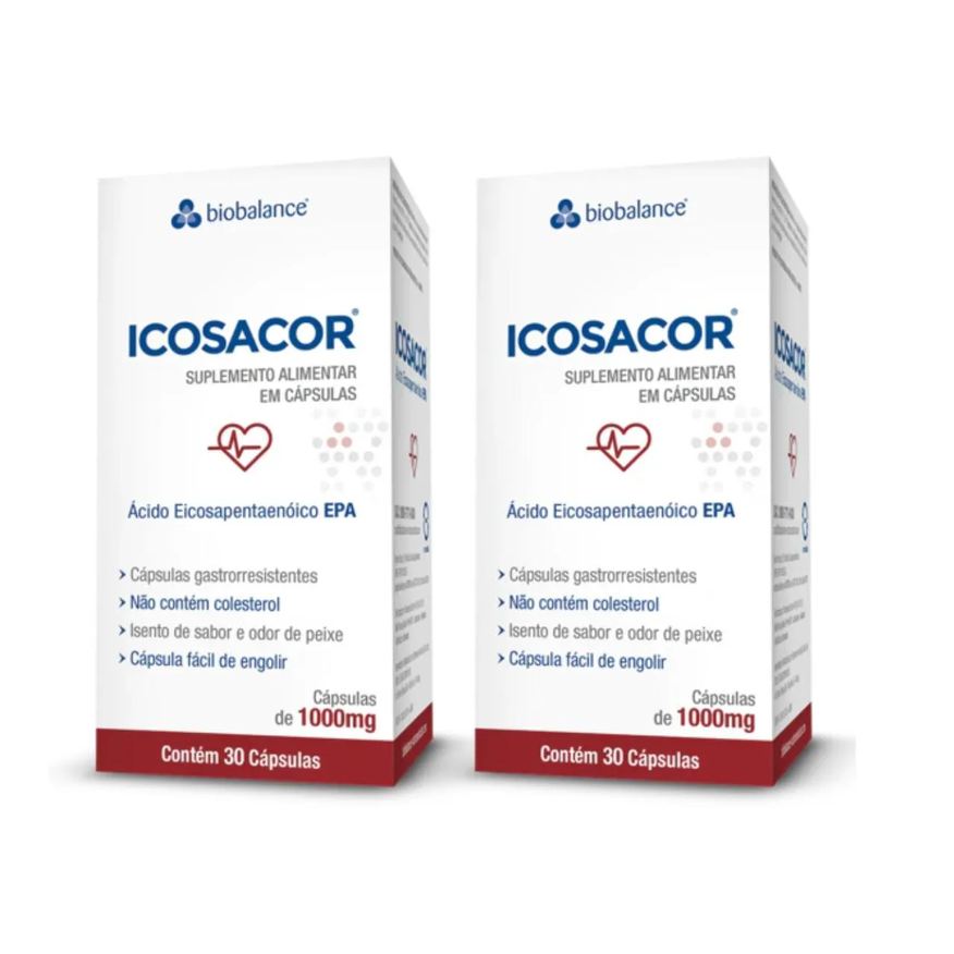 Biobalance Kit 2 Icosacor Alto Teor Epa 1g 30 Cápsulas Sem Sabor