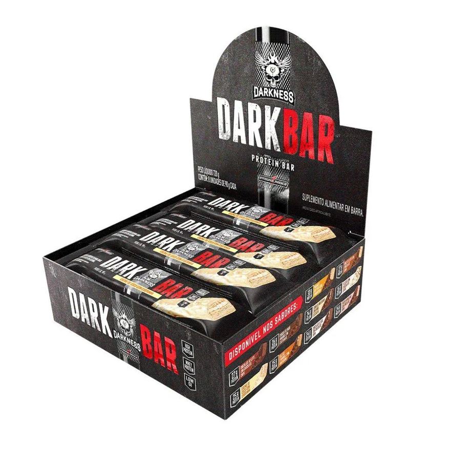 Darkness Dark Bar Caixa 8 unidades (720g) - Sabor: Creme de Coco C/ Castanha
