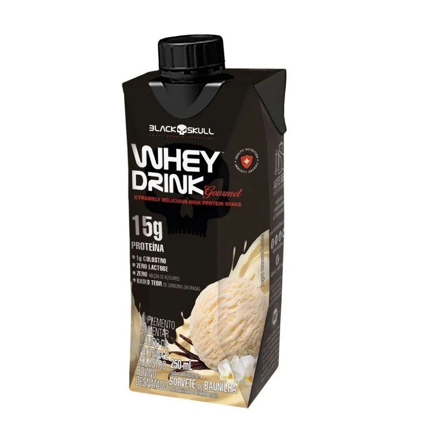Black Skull Whey Drink Gourmet (250ml) - Sabor: Sorvete de Baunilha