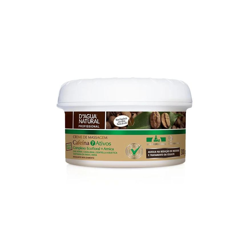D’Agua Natural CREME DE MASSAGEM D’áGUA NATURAL CAFEíNA 7 ATIVOS - 300g