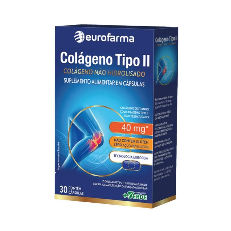 Eurofarma Suplemento Vitamina Colágeno Tipo 2 40mg 30 Cápsulas