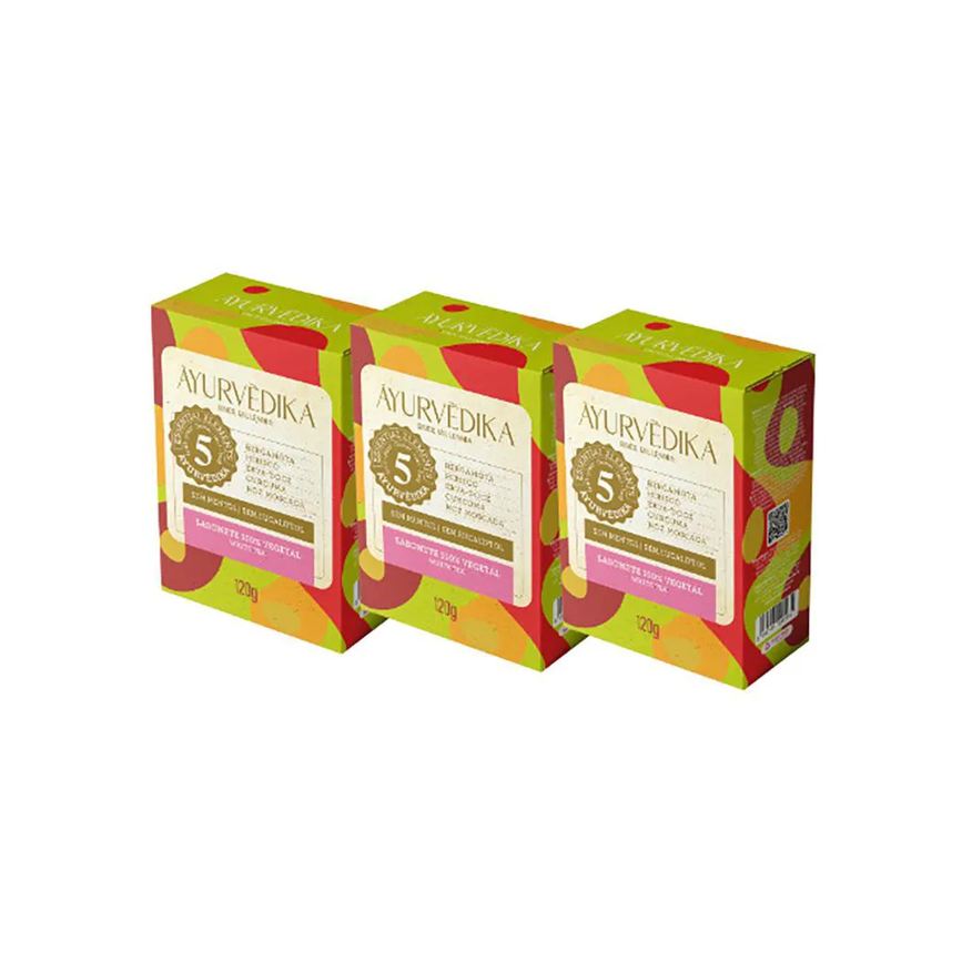 Ayurvedika Kit 3 Sabonetes em Barra 100% Vegetais White Tea Ayurvédika