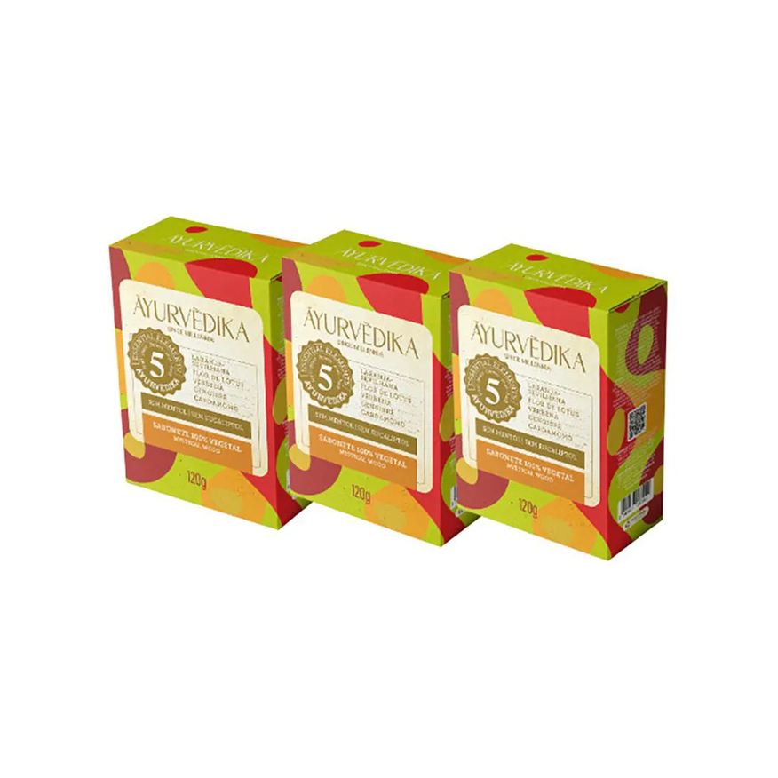 Ayurvedika Kit 3 Sabonetes Barra 100% Vegetais Mystical Wood Ayurvédika