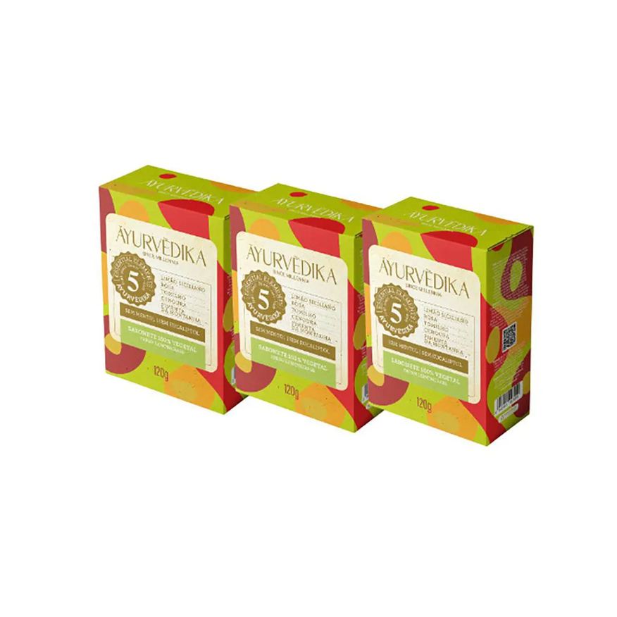 Ayurvedika Kit 3 Sabonetes em Barra 100% Vegetais Fresh LemonGrass