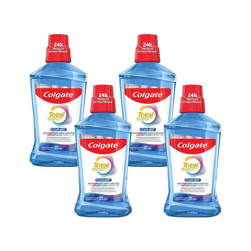 Colgate Kit 4 Enxaguante Bucal Total 12 Clean Mint 500ml