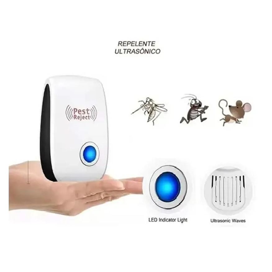 Eletrônico Repelente Ultrassônico Espanta Ratos Baratas Branco