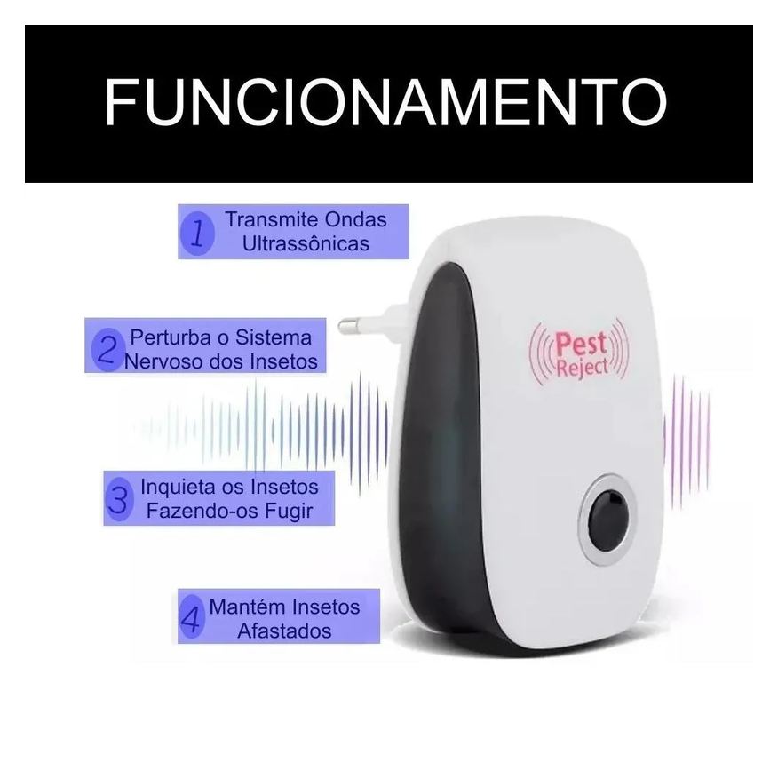 Eletrônico Repelente Ultrassônico Espanta Ratos Baratas Branco