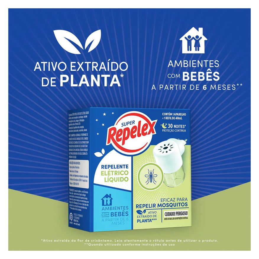 Repelex Kit Repelente Aerosol Super Family Care 200ml + Aparelho Elétrico + Repelente 30 Noites 40ml