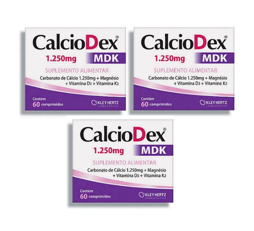 Kley Hertz Kit 3 Suplemento Calciodex Mdk 1250mg 60 cápsulas - Hertz