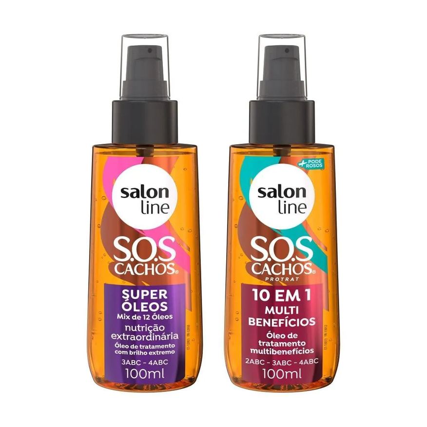 Salon Line Kit 2 Óleos de Tratamento 100ml Sos Cachos Super Óleos e Multibenefícios