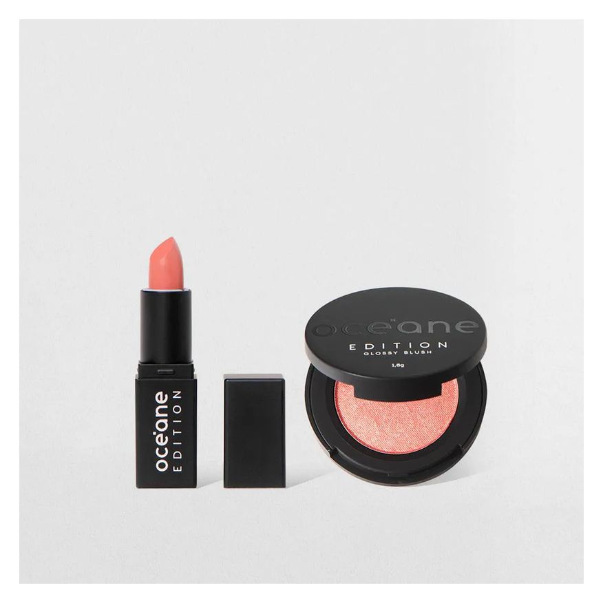 Océane Kit Mini Blush Cintilante + Mini Batom Rosa Semi-matte Edition (2 Produtos)