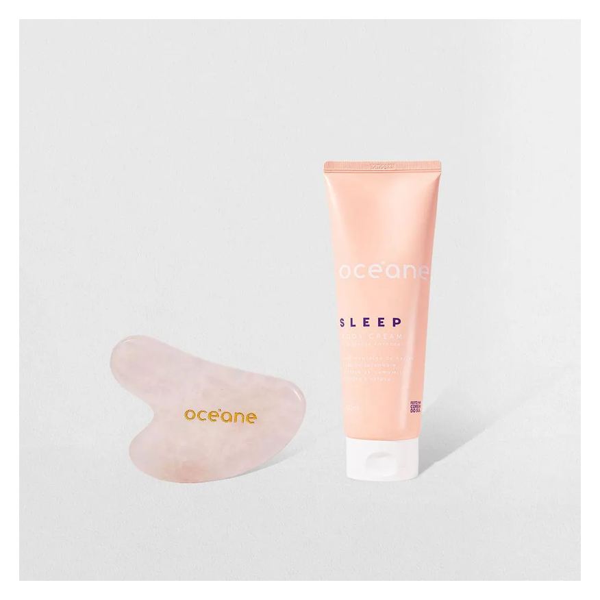 Océane Kit Massageador Facial e Corporal de Quartzo Rosa + Creme Hidratante Corporal Sleep (2 Produtos)
