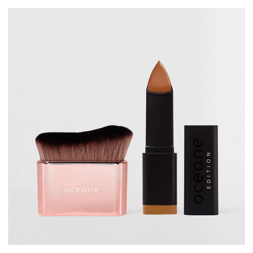 Océane Kit Base em Bastão Cognac + Pincel de Maquiagem Multifuncional (2 Produtos)