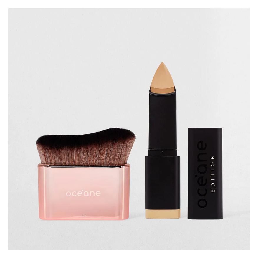 Océane Kit Base em Bastão Sand + Pincel de Maquiagem Multifuncional (2 Produtos)