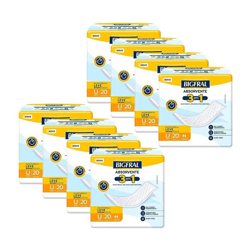 Bigfral Kit 8 Absorventes Geriátricos Regular Plus 20un Cada