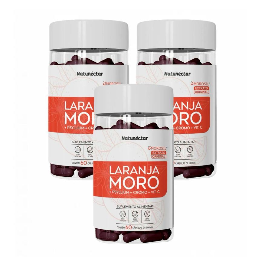 Natunéctar 3x Laranja Moro - Morosil - 500mg - 60 cápsulas