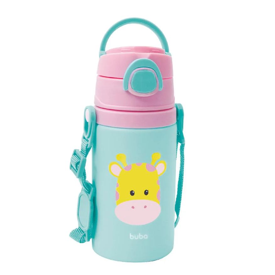 Buba Garrafa de Alumínio Animal Fun Girafa 400ml Rosa