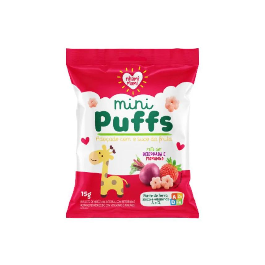 Nhami Mami Kit 2x: Snack Infantil Puff Beterraba/morango 15g