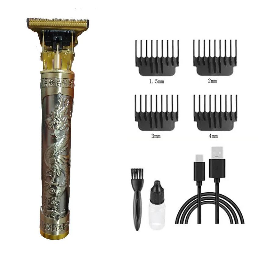 Smart Maquina Profissional Corta Cabelo Barba Sem Fio Carregamento Usb Dourado