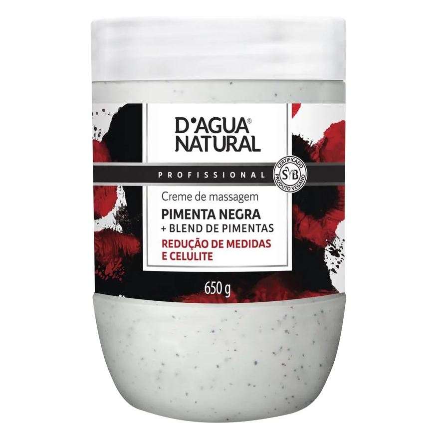 D'Agua Natural Creme Massagem Pimenta Negra Termo Ativo 650g Dagua Natural