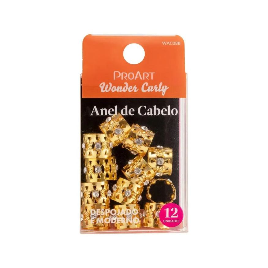 Proart Anel de Cabelo Penteados Dourada Strass 12 unidades