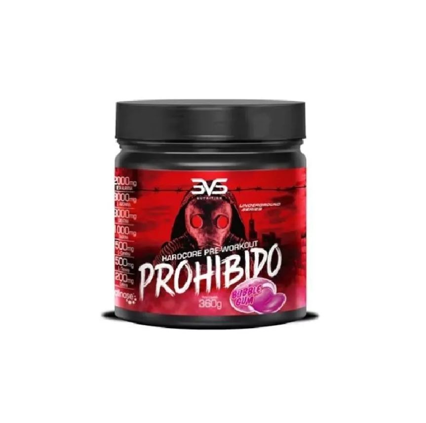 3Vs Nutrition Prohibido Hardcore Pré-Workout (360g) - Sabor: Bubble Gum